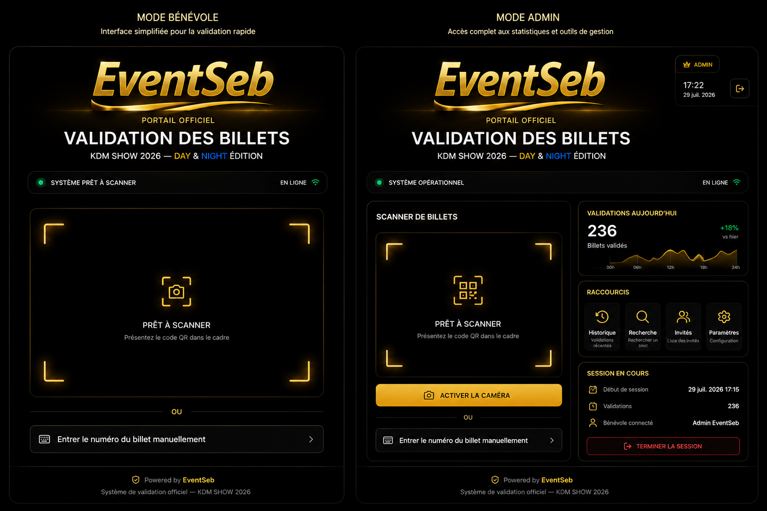 Aperçu non fonctionnel du portail de validation EventSeb